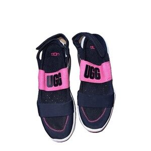 UGG Women's Slingback Runner Platform Sandals Black Pink Shoes 1097452 Size 9